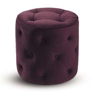  Curves Tufted Round Ottoman, Purple