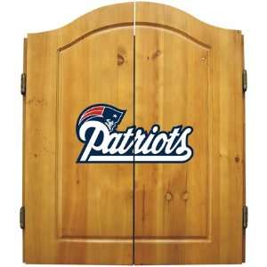  New England Patriots Dart Board Cabinet Set   NFL Sports 
