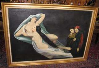 ANTIQUE Antique Dante Divine Comedy Signed Oil Painting  