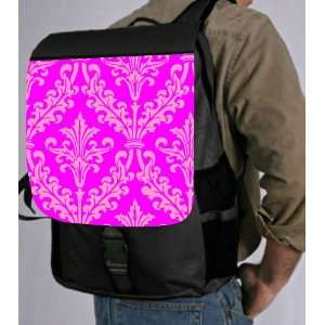  Magenta Pink Color Damask Design Back Pack   School Bag 