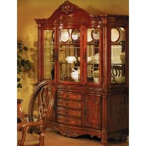  China Cabinet Buffet Hutch   Traditional Cherry Brown 