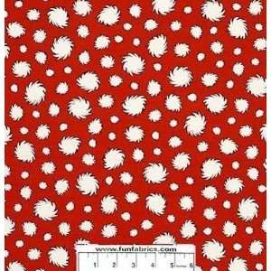  Lorax White on Red Truffula Tufts Cotton Arts, Crafts 
