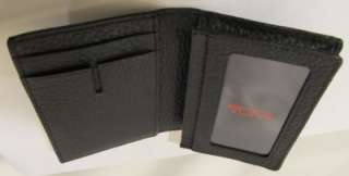   TUMI SUNDANCE GUSSETED CARD CASE WITH ID BLACK PEBBLE LEATHER WALLET