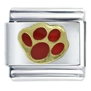    Paw Print Red Hand Painted Italian Charm Bracelet Pugster Jewelry