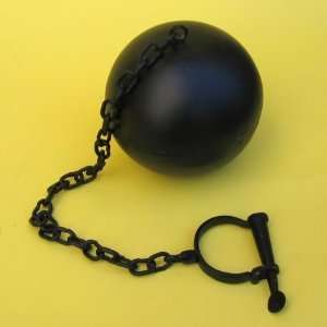   HANDTOOLED HANDCARVED IRON ANTIQUE BALL AND CHAIN