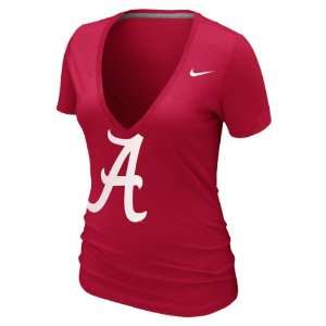   Womens Crimson Nike Deep V neck Burnout T Shirt