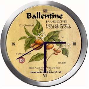  BALLENTINE 14 Inch Coffee Metal Clock Quartz Movement 