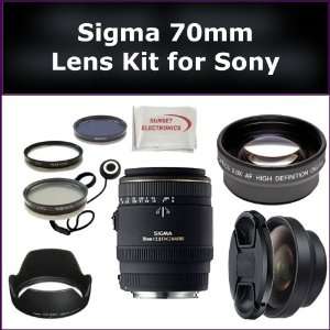   Sigma 70mm Lens, 0.45X Wide Angle Lens, 2X Telephoto Lens, Lens Cap