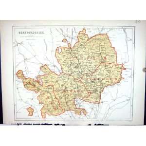  Keane Antique Map 1886 Hertfordshire Hitchin Hereford St 
