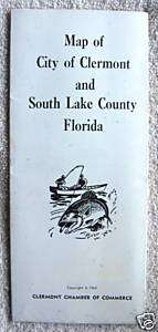 1962 CLERMONT & SOUTH LAKE COUNTY,FLORIDA,CITY ROAD MAP  