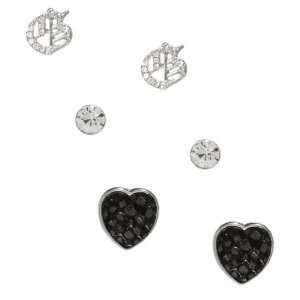  G by GUESS Gothic G, Snake Print Heart, Stud Set, SILVER 