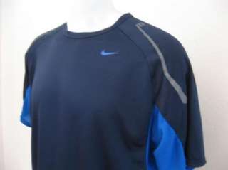 Mens Nike Sphere Dry Blue Athletic Running Reflective Trim Training 