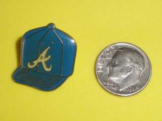 Atlanta Braves Hat Vtg 1980s Enamel Metal Pin Cap Baseball Pinback Old 