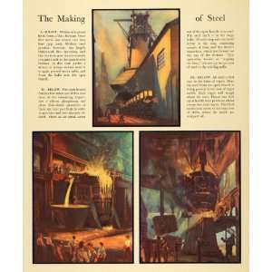  1931 Print Steel Making Iron Metal Ingot Factory Art Alloy 