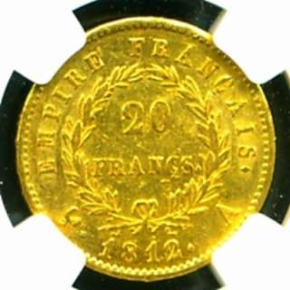 1812 A FRANCE NAPOLEON I GOLD COIN 20 FRANCS NGC CERTIFIED GENUINE 