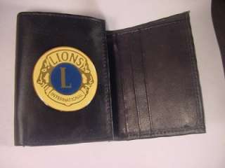 LIONS INTERNATIONAL LOGO BLACK LEATHER TRIFOLD WALLET NEW  