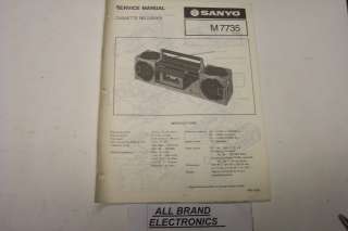 SANYO M7735 PORTABLE STEREO CASSETTE RECORDER SERVICE MANUAL H/C 