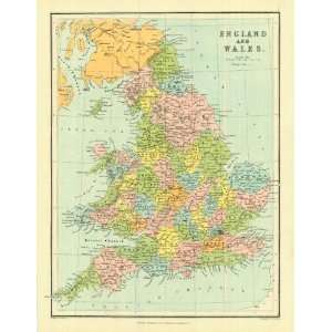  Bartholomew 1858 Antique Map of England & Wales Office 