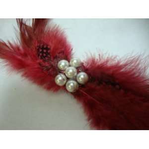  NEW Burgundy Red Feather Hair Clip, Limited. Beauty
