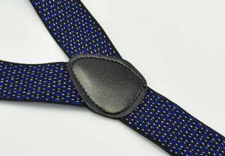 black blue white mens braces Elastic Y Black clip on Suspenders new 