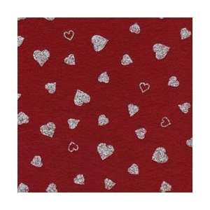  Kunin Foss Fabrics Fanci Felt 9X12 Twinkle Heart Ruby W 