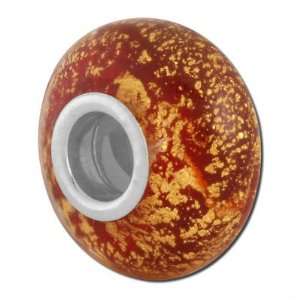 14mm Ruby Murano Glass Sterling Silver Large Hole Bead 