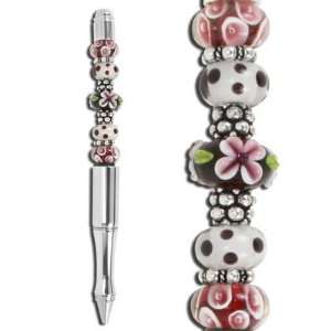 Plum Gardens Lampwork Glass Bead Set   Pen Not Included 