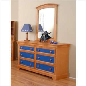  Bundle 73 Color Box Dresser and Mirror Set in Pine / Blue 