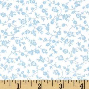  44 Wide Positively Pastel Vines Blue/White Fabric By The 