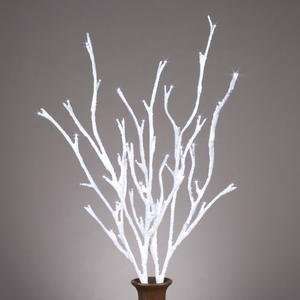   39 Inch Battery Operated Snowy Lighted Branch with 48 White LED Lights