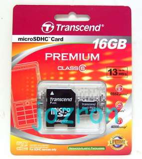 Transcend 16GB Micro SD SDHC Class 6 Card + SD Adapter  