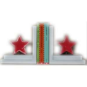  One World   Distressed Star Bookends In Red Baby