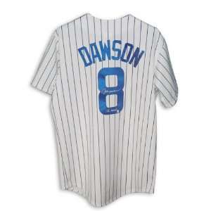 Andre Dawson Chicago Cubs Autographed Pinstripe Jersey with The Hawk 