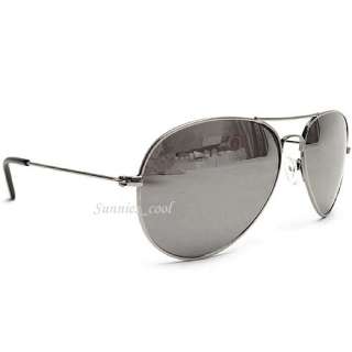   Gun Mens Womens Fashion Retro Aviators Silver Full Mirror Sunglasses