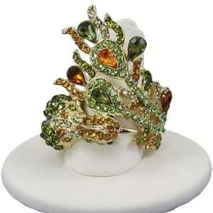   Green & Yellow Phoenix Ring ~ Stretch Band, ONE SIZE 