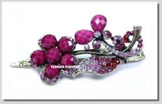TPS Fashion Red & Pink & White Flower Crystal Hair Pin Clip K15  