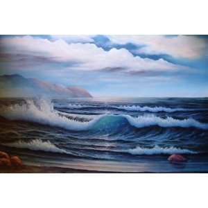  24X36 inch Seascape Oil Painting Surf&Beach In the Morning 