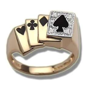  .02 ct Ladies Enameled Poker Card Ring Jewelry