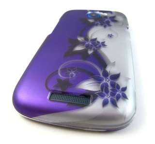 PURPLE SILVER CURVES Hard Shell Case Cover HTC One S Tmobile Phone 