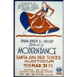  WPA Poster Myra Kinch & group Festival of modern dance 