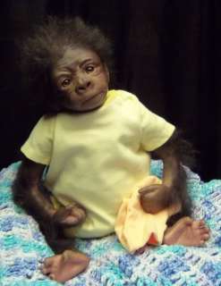 Reborn baby gorilla boy Kiwi by Susan Frey of Babies In The Woods 