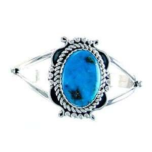    Sterling silver Genuine Kingman Turquoise Womens Bracelet Jewelry