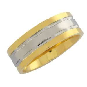  Amazing 2 Tone Stainless Steel Gold Plated Ring 8mm 