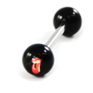  Tongue piercing Rolling Stones black red. Jewelry
