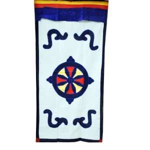  Tibetan Cotton Handmade Dharma Wheel Door Curtain or Wall 