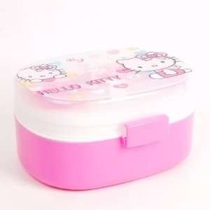 Hello Kitty 2 Tier Bento Lunch Box Spoon Fork Pink