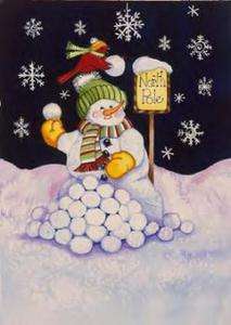North Pole Snowman Winter Garden Flag by Toland 017917212518  