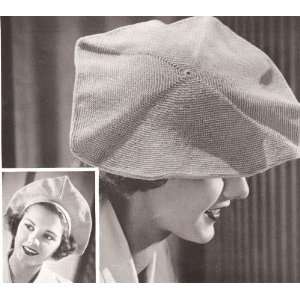 Vintage Crochet PATTERN to make   Poofy Beret Hat Cap Bakers Hat. NOT 