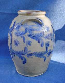 Baltimore 1830s David Parr 4 Gallon Maryland Blue Decorated Crock Jar 