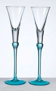Aqua Blue Toasting Flutes Champagne Glasses Wedding  